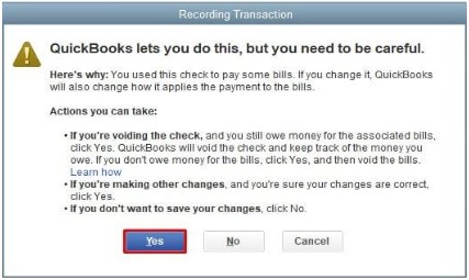 quickbooks how to void a check